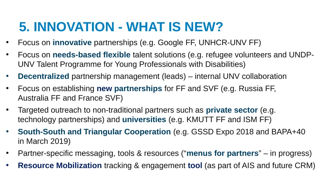 UNV Partnerships and RESOURCE MOBILIZATION - slide 7 of 18