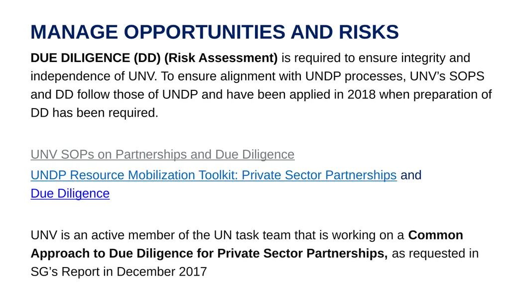 UNV Partnerships and RESOURCE MOBILIZATION - slide 14 of 18