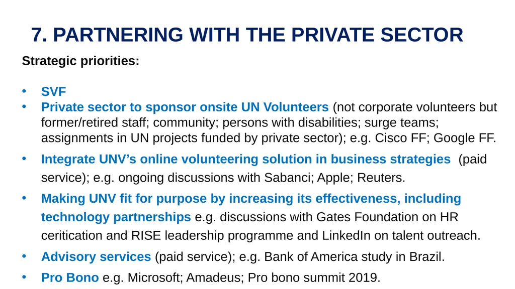 UNV Partnerships and RESOURCE MOBILIZATION - slide 10 of 18
