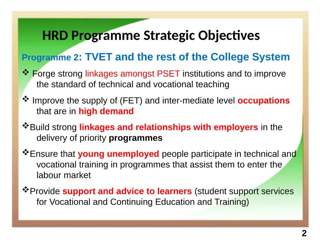 Technical and Vocational Education and Training - slide 2 of 18