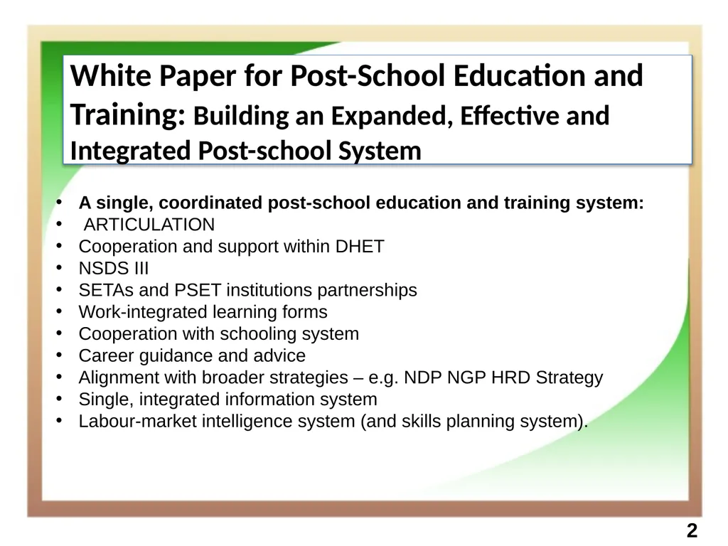 Technical and Vocational Education and Training - slide 3 of 18