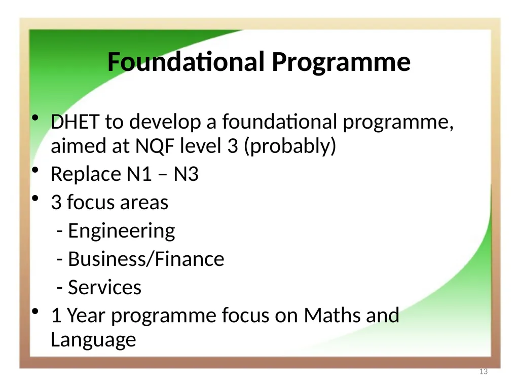 Technical and Vocational Education and Training - slide 13 of 18