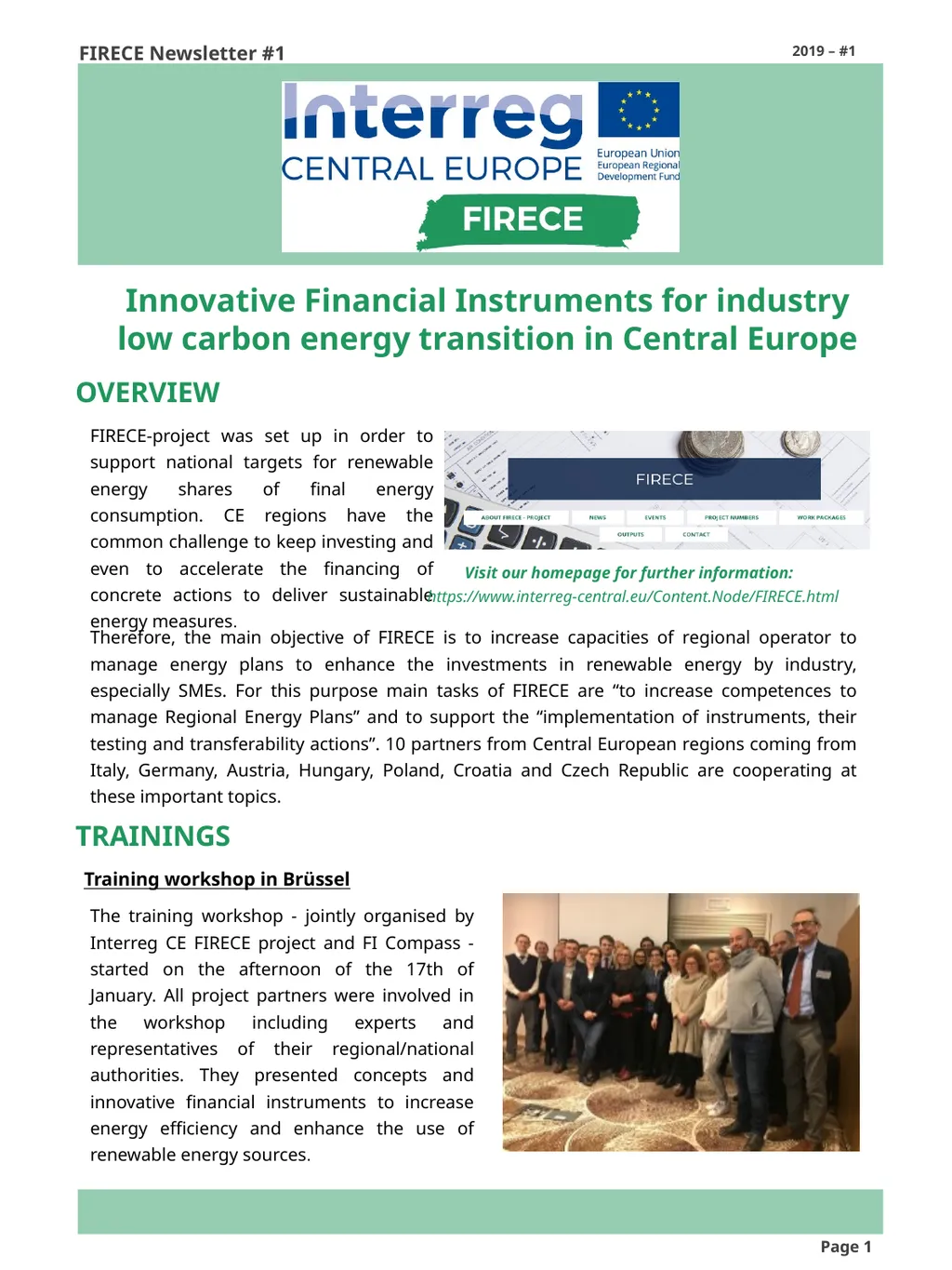FIRECE Newsletter #1 Innovative Financial