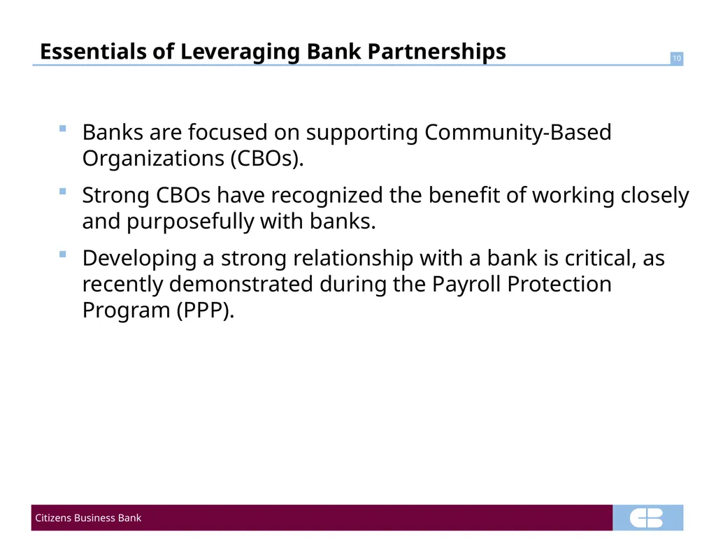 Demystifying CRA : Leveraging Banking Partnerships - slide 10 of 11