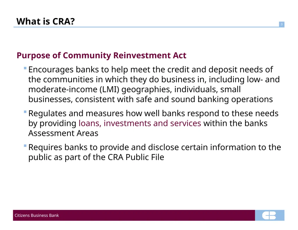 Demystifying CRA : Leveraging Banking Partnerships - slide 3 of 11
