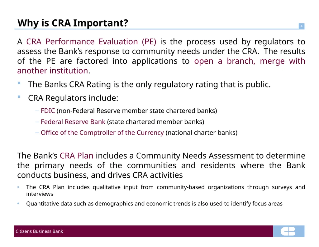 Demystifying CRA : Leveraging Banking Partnerships - slide 4 of 11