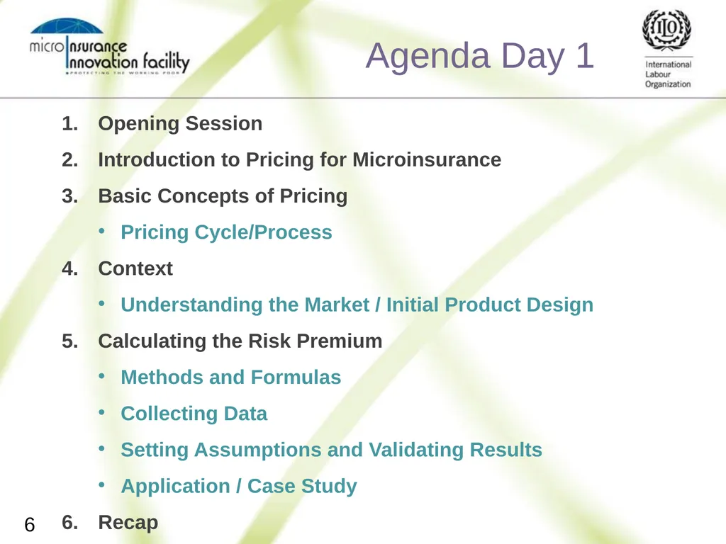 Pricing for Microinsurance Location Date Trainer 1 - slide 6 of 203