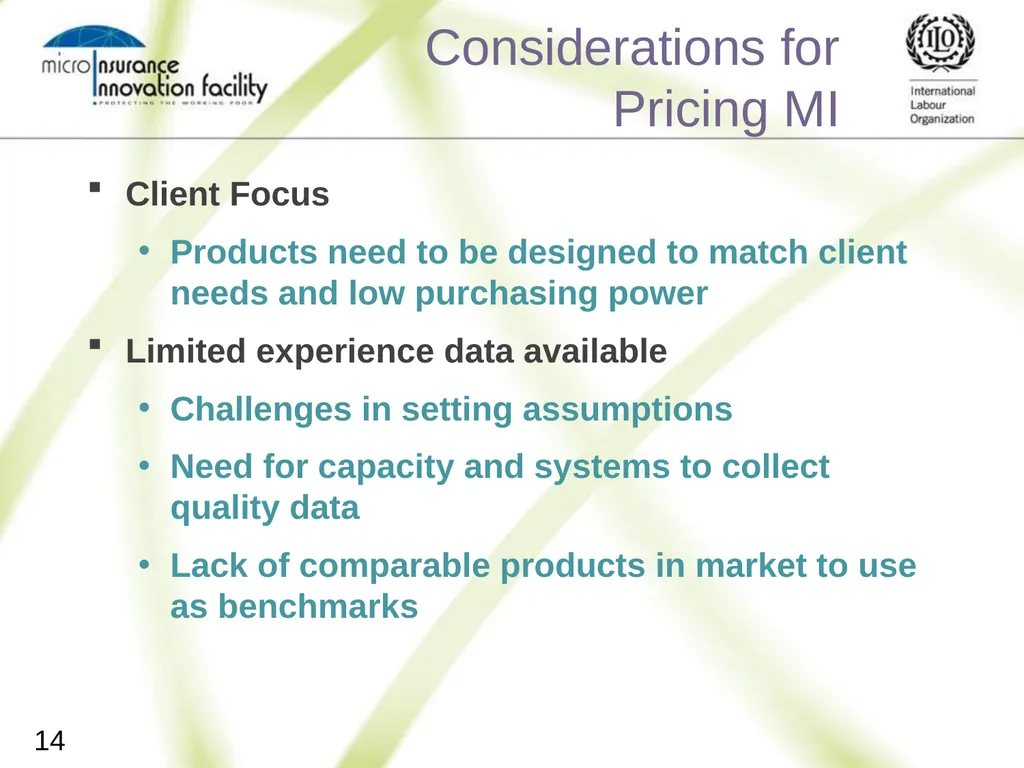 Pricing for Microinsurance Location Date Trainer 1 - slide 14 of 203