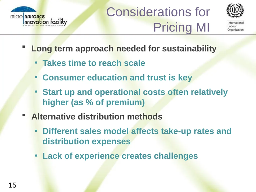 Pricing for Microinsurance Location Date Trainer 1 - slide 15 of 203