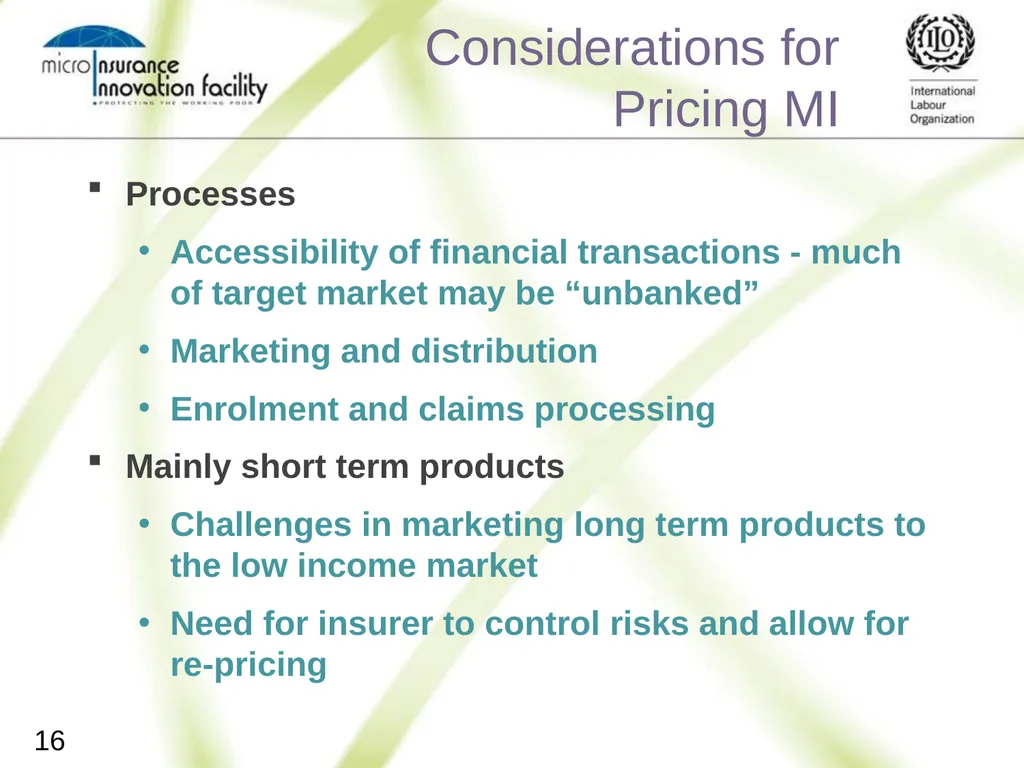 Pricing for Microinsurance Location Date Trainer 1 - slide 16 of 203