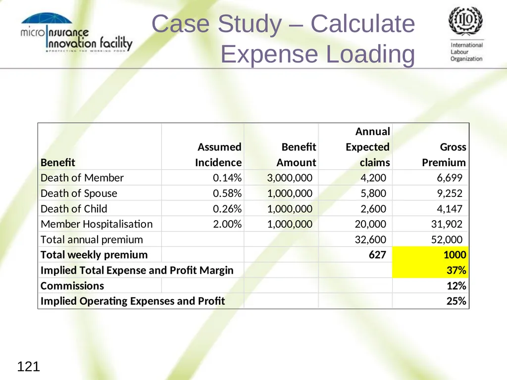 Pricing for Microinsurance Location Date Trainer 1 - slide 118 of 203