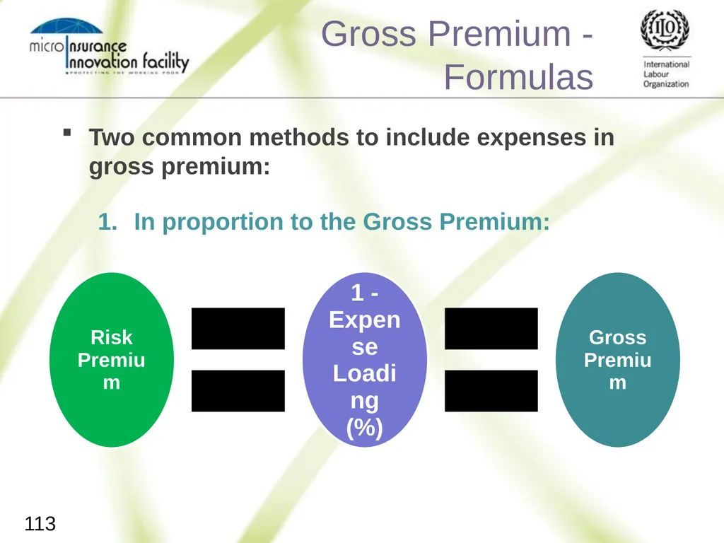 Pricing for Microinsurance Location Date Trainer 1 - slide 110 of 203