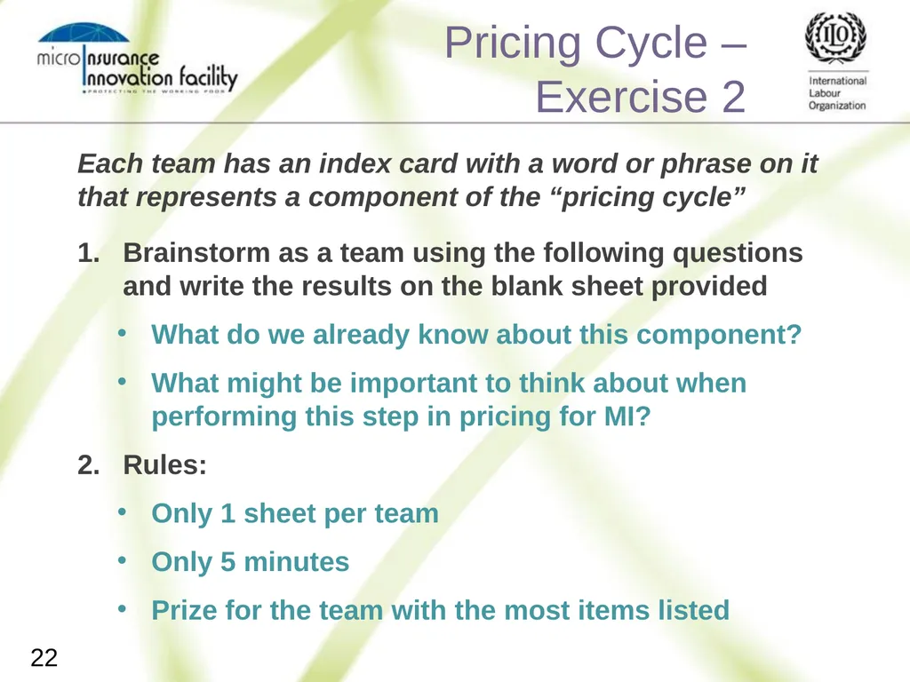 Pricing for Microinsurance Location Date Trainer 1 - slide 22 of 203