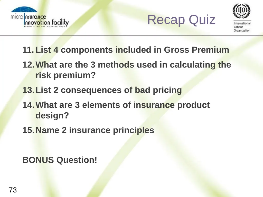 Pricing for Microinsurance Location Date Trainer 1 - slide 71 of 203