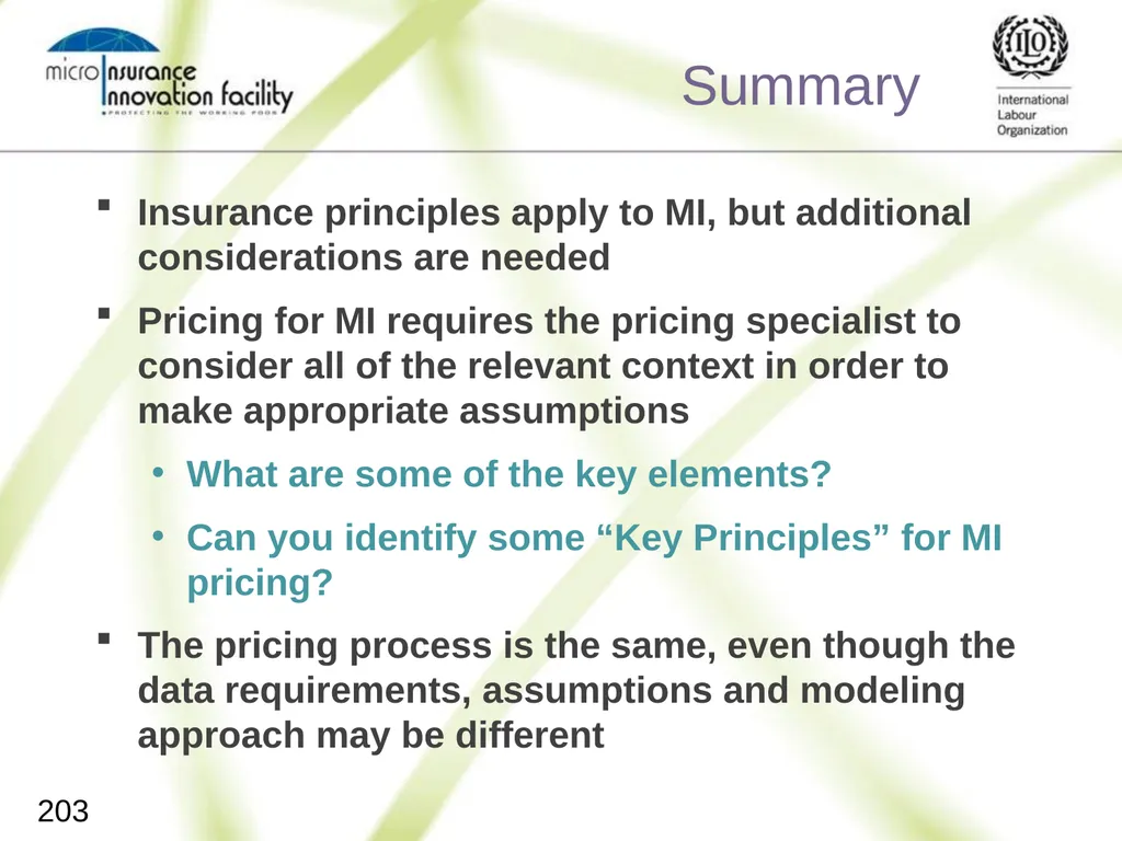Pricing for Microinsurance Location Date Trainer 1 - slide 200 of 203