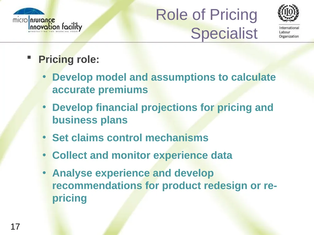 Pricing for Microinsurance Location Date Trainer 1 - slide 17 of 203