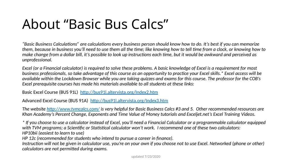 Basic Business Calculations for BUS 170 - slide 2 of 37