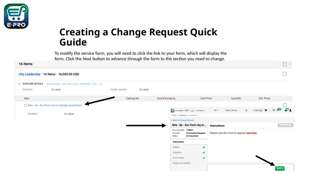 Shopping is Easy in ePro! 1 Creating a Service - slide 7 of 11