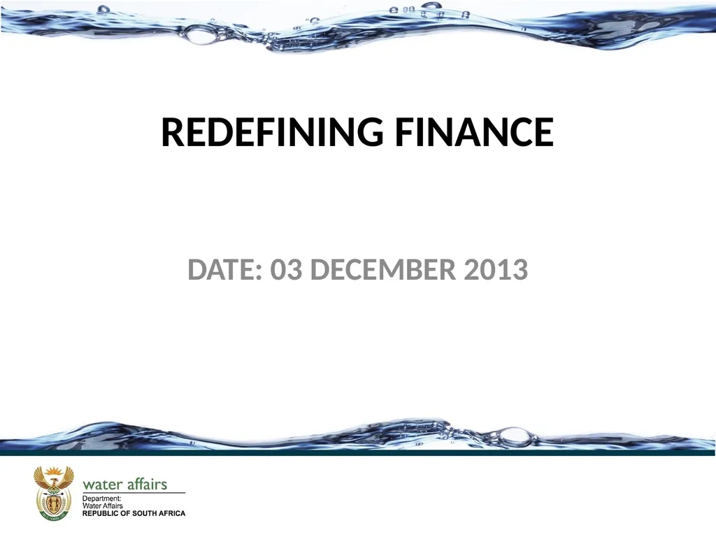 REDEFINING FINANCE DATE: 03 DECEMBER 2013 CMA as a - slide 1 of 29