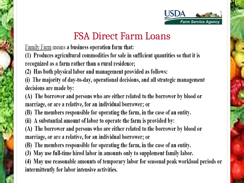 FSA Farm Loan Programs Norman Cummins USDA/FSA - slide 16 of 56