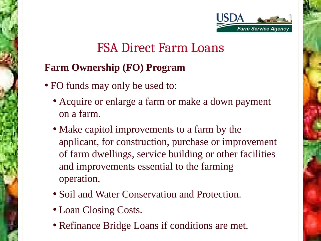 FSA Farm Loan Programs Norman Cummins USDA/FSA - slide 17 of 56