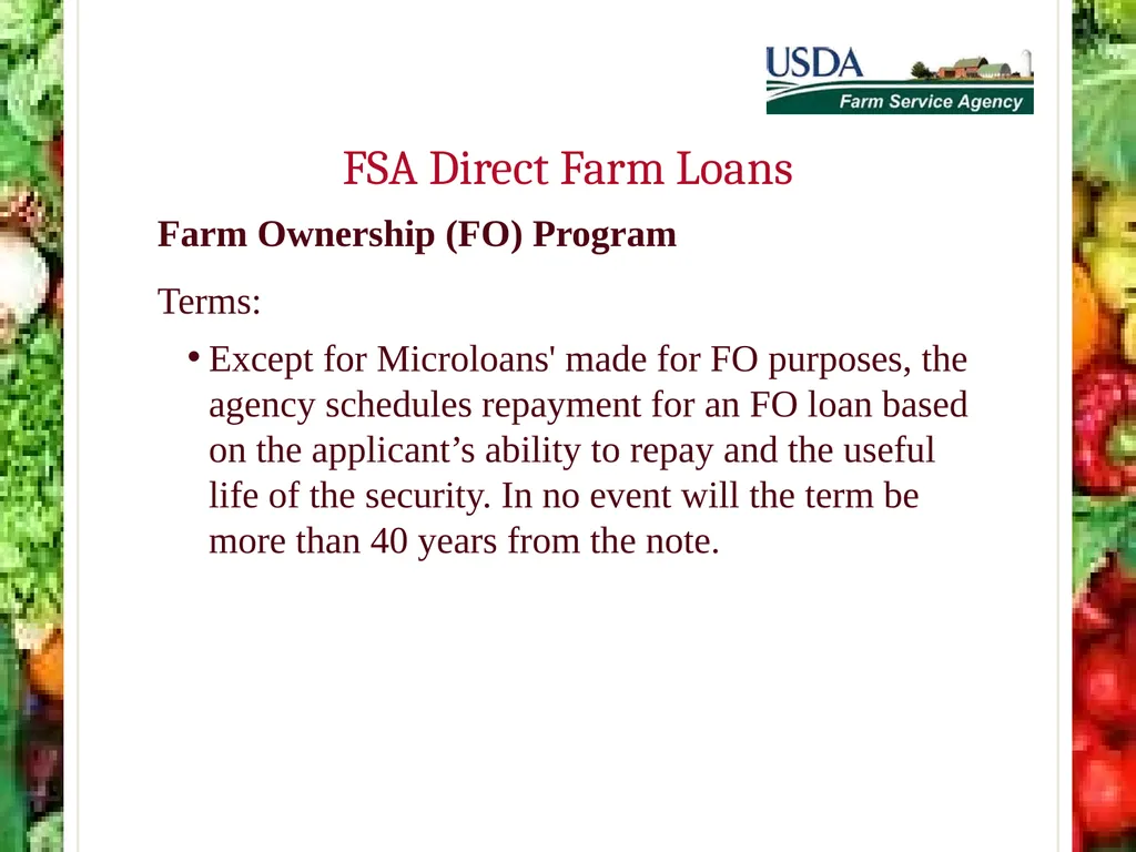 FSA Farm Loan Programs Norman Cummins USDA/FSA - slide 23 of 56