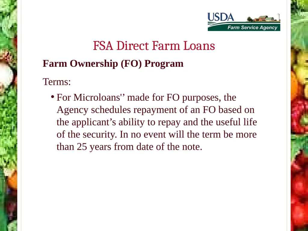FSA Farm Loan Programs Norman Cummins USDA/FSA - slide 24 of 56