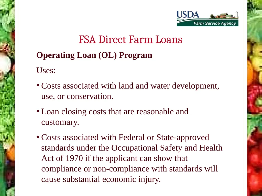 FSA Farm Loan Programs Norman Cummins USDA/FSA - slide 28 of 56