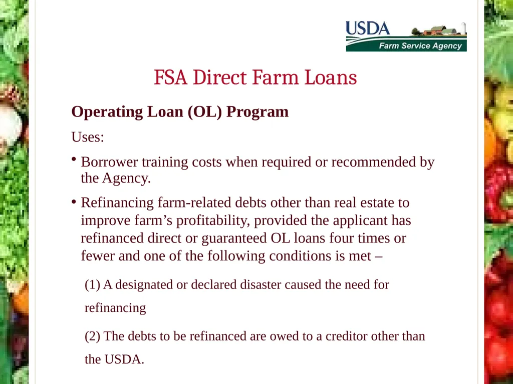 FSA Farm Loan Programs Norman Cummins USDA/FSA - slide 29 of 56