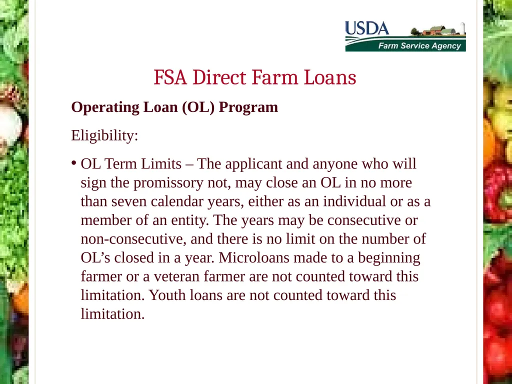 FSA Farm Loan Programs Norman Cummins USDA/FSA - slide 33 of 56