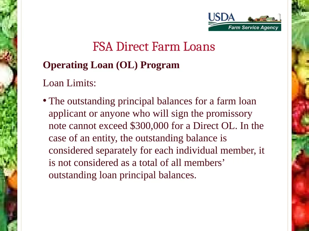 FSA Farm Loan Programs Norman Cummins USDA/FSA - slide 35 of 56