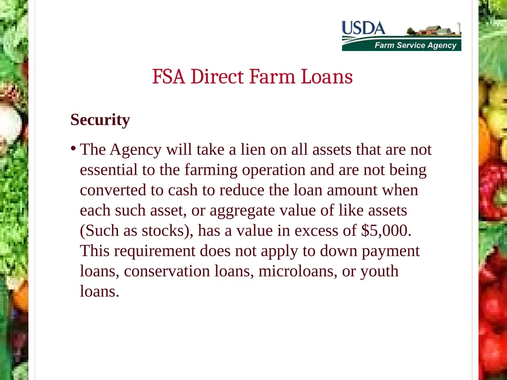 FSA Farm Loan Programs Norman Cummins USDA/FSA - slide 42 of 56