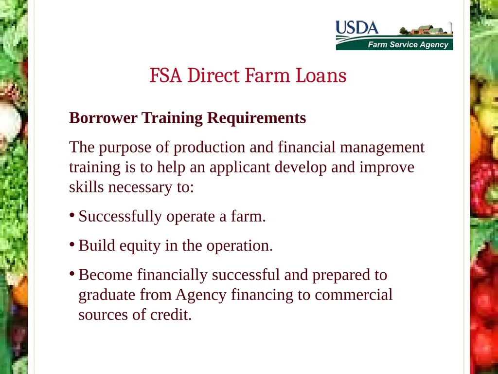 FSA Farm Loan Programs Norman Cummins USDA/FSA - slide 48 of 56