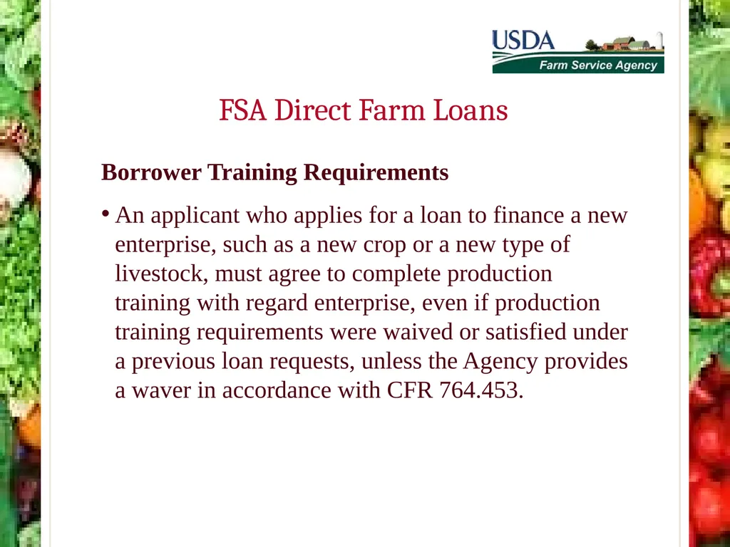 FSA Farm Loan Programs Norman Cummins USDA/FSA - slide 50 of 56