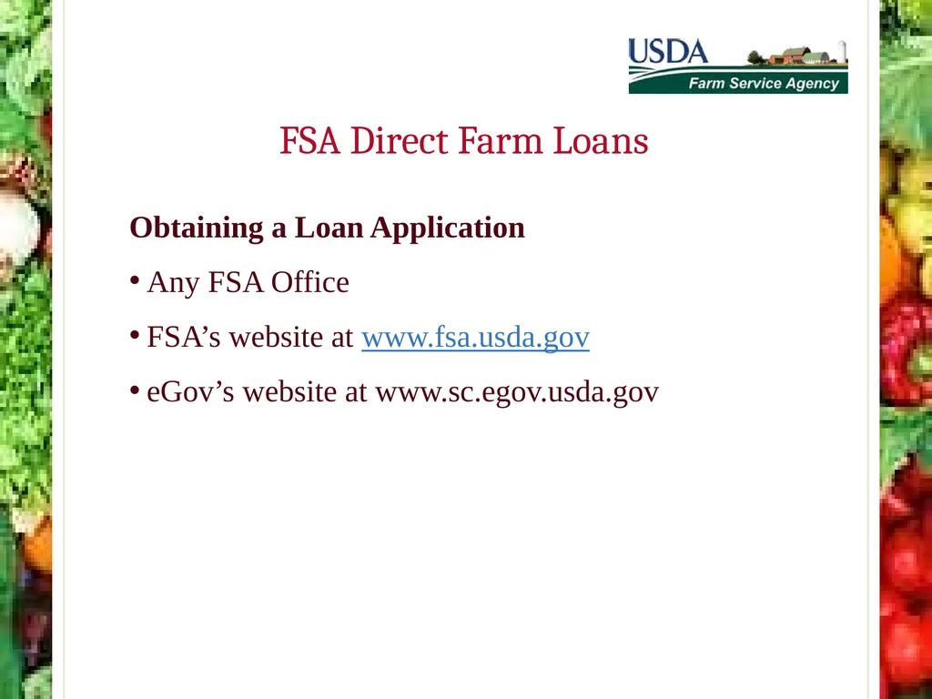FSA Farm Loan Programs Norman Cummins USDA/FSA - slide 53 of 56