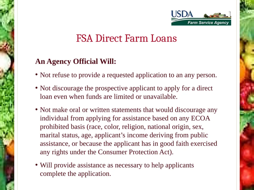 FSA Farm Loan Programs Norman Cummins USDA/FSA - slide 54 of 56