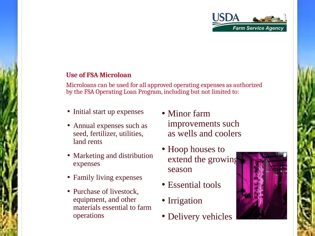 FSA Farm Loan Programs Norman Cummins USDA/FSA - slide 40 of 56
