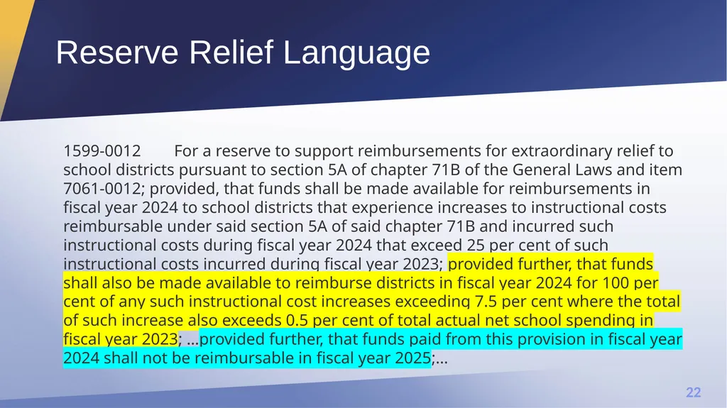 Extraordinary Relief and Reserve Relief Office of - slide 22 of 27