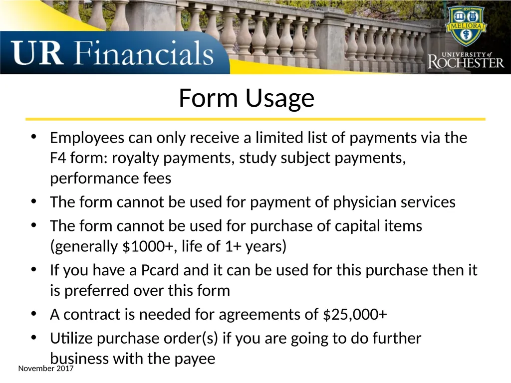 F4 Payment Request Form Training Reference - slide 6 of 18