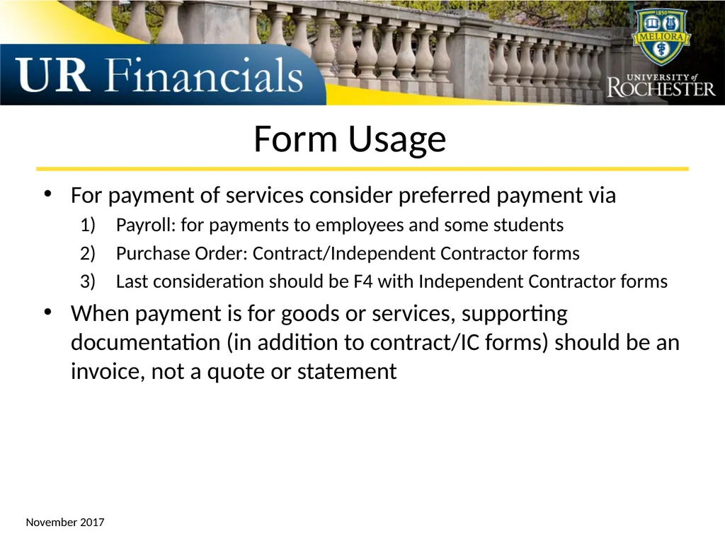 F4 Payment Request Form Training Reference - slide 7 of 18