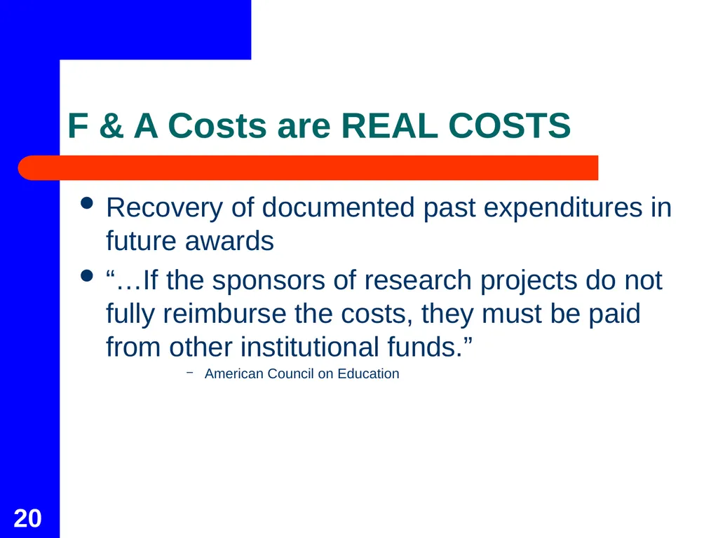 Facilities & Administrative Cost Rate Proposal - slide 20 of 21
