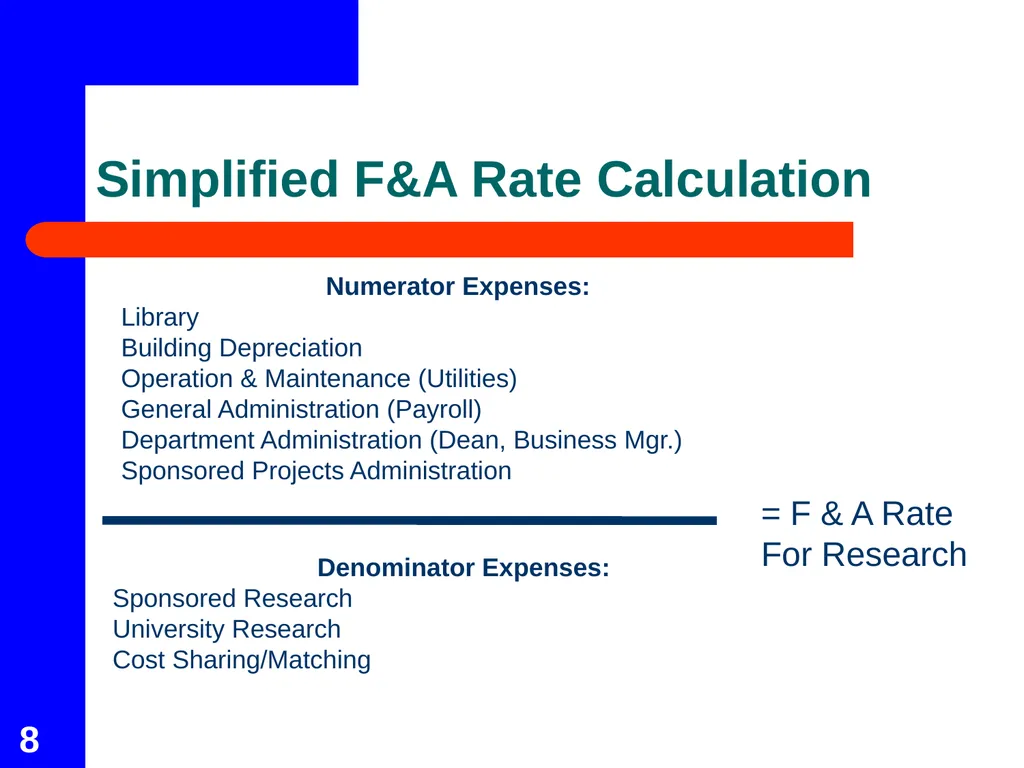Facilities & Administrative Cost Rate Proposal - slide 8 of 21