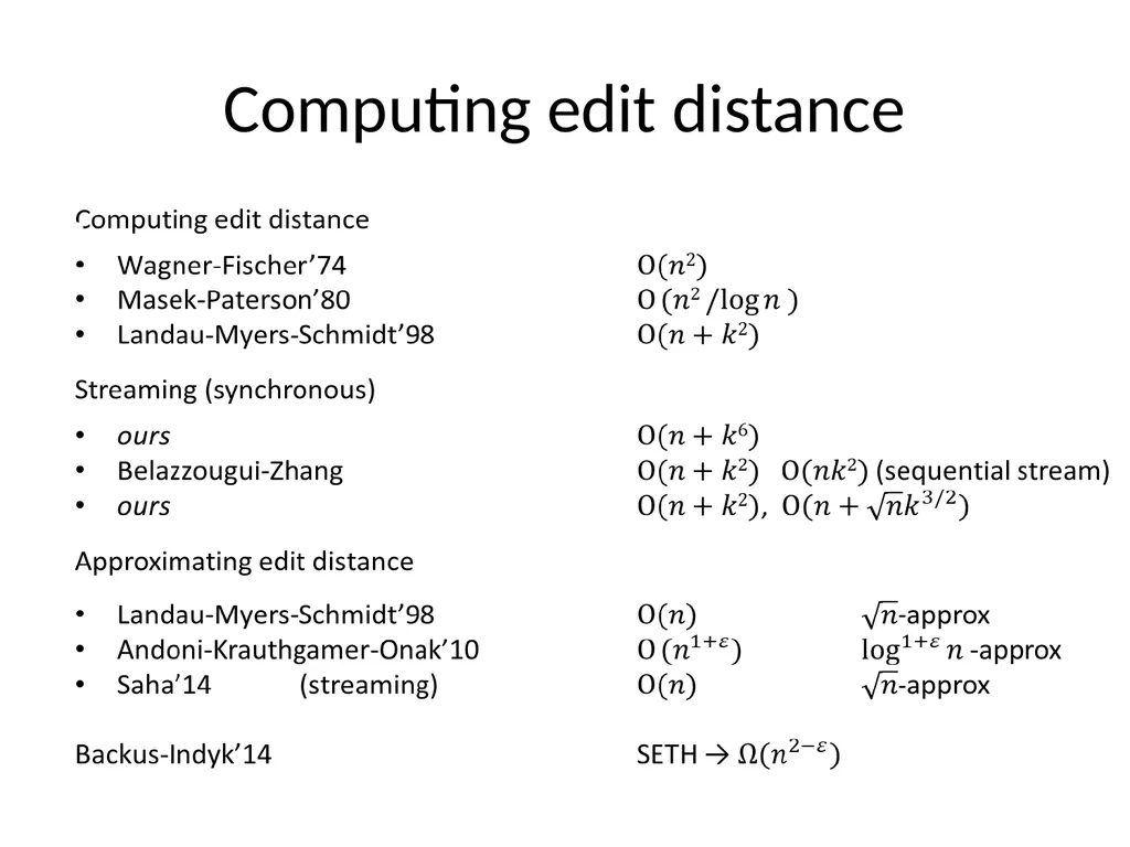 Streaming algorithms for edit distance Diptarka - slide 11 of 21
