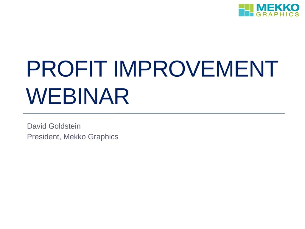 Profit improvement WEBINAR David Goldstein - slide 1 of 13