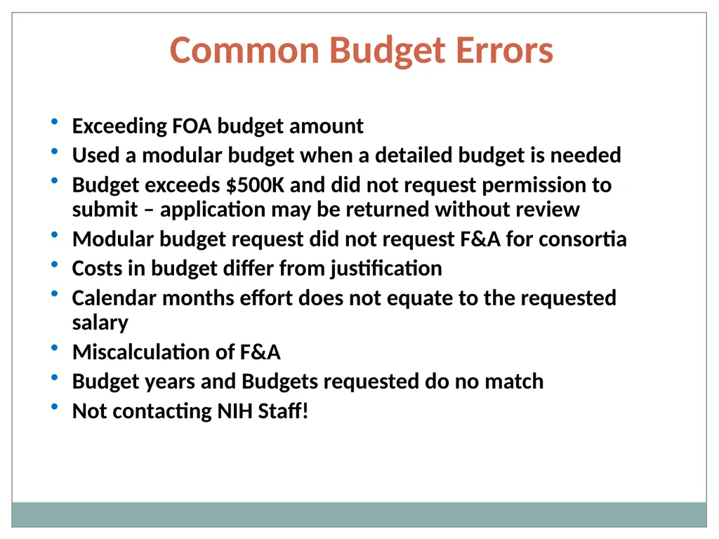 Budget Building Blocks for Investigators NIH - slide 30 of 41