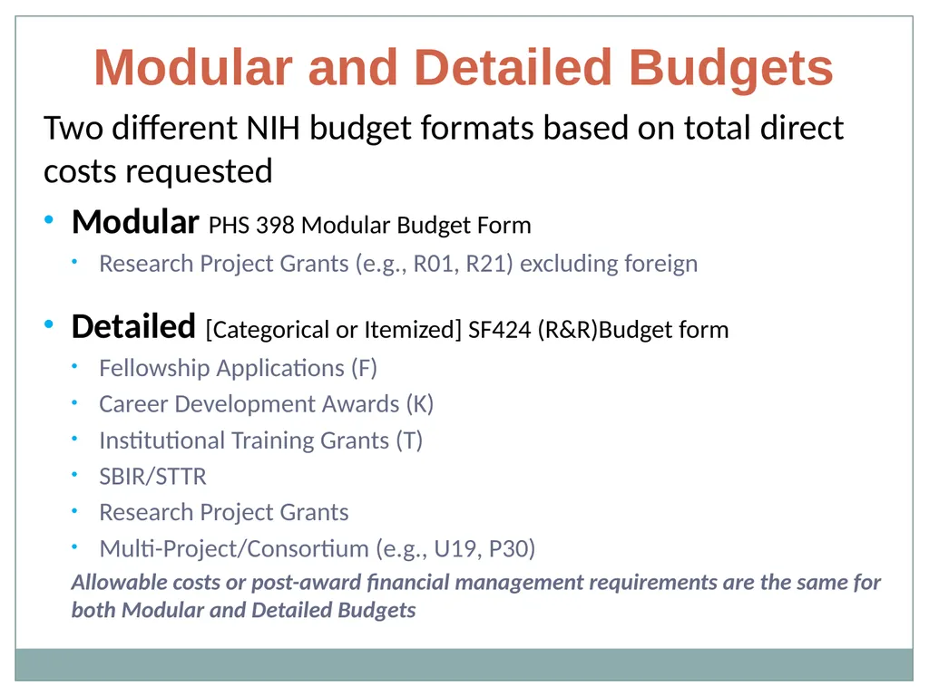 Budget Building Blocks for Investigators NIH - slide 9 of 41