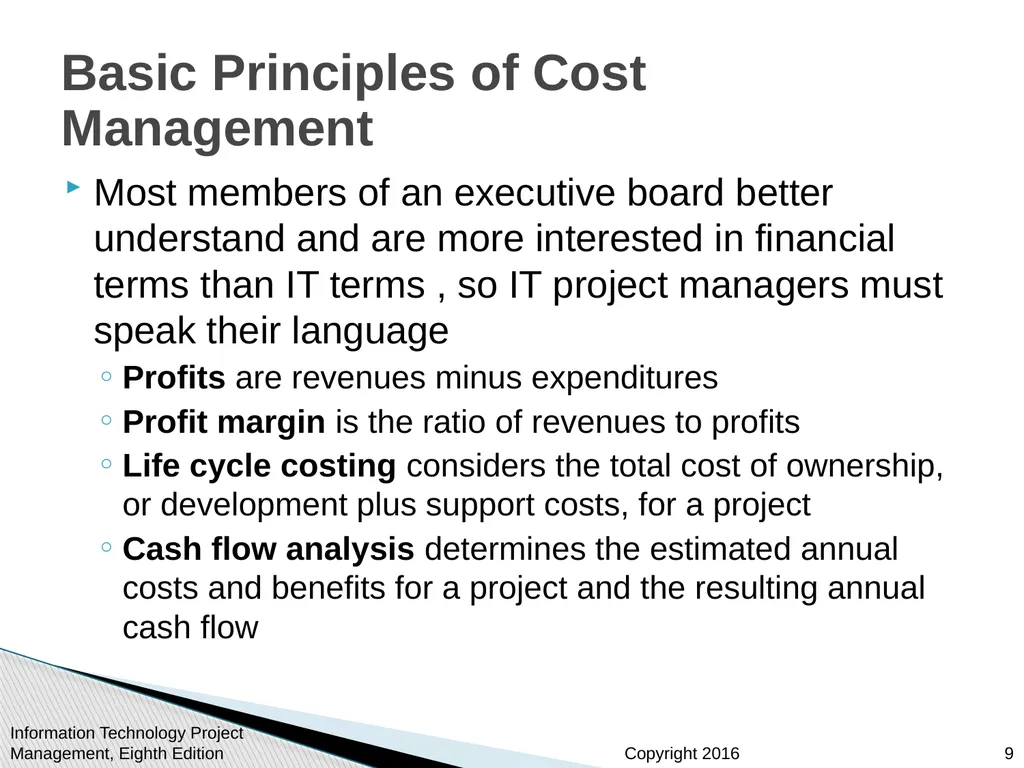 Chapter 7 Project Cost Management Information - slide 9 of 41