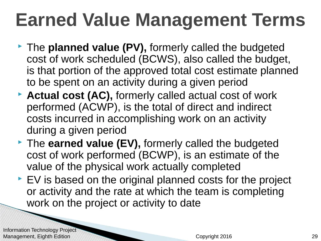 Chapter 7 Project Cost Management Information - slide 29 of 41