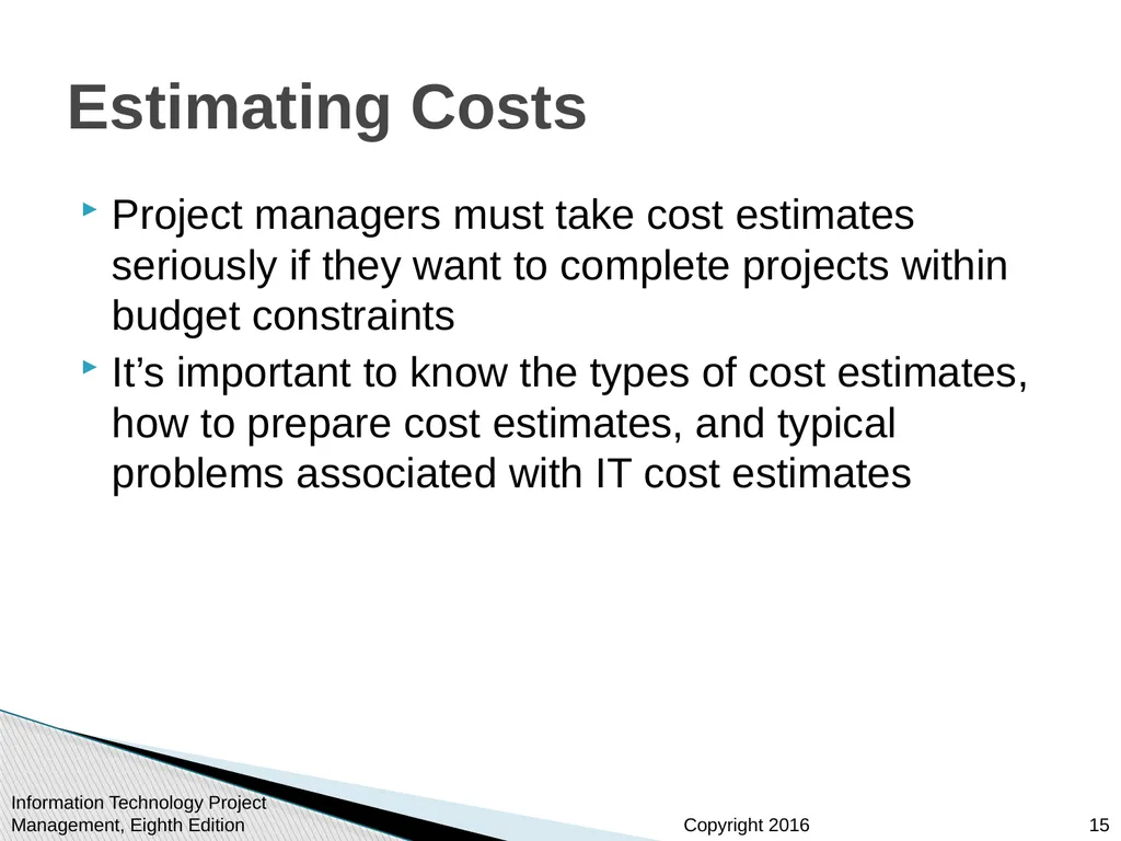 Chapter 7 Project Cost Management Information - slide 15 of 41