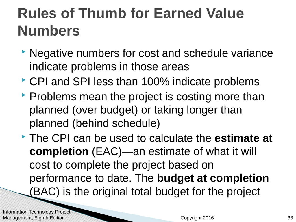 Chapter 7 Project Cost Management Information - slide 33 of 41